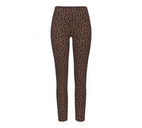 Leggings LASCANA, Damen, Gr. 48/50, N-Gr, schwarz (schwarz, leo), Jersey, Obermaterial: 95% Baumwolle, 5% Elasthan, eng lang, Hosen Leggings, Sweatleggings mit breitem Bündchen im Leo-Print, Loungewea