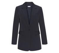 Longblazer LASCANA, Damen, Gr. 36, blau (marine, creme gestreift), Web, Obermaterial: 93% Polyester, 7% Elasthan. Futter: 100% Polyester, Nadelstreifen, figurumspielend hüftbedeckend, Blazer Longblaze