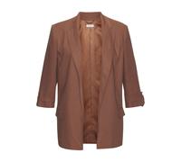 Longblazer LASCANA, Damen, Gr. 36, braun (nougat), Web, Obermaterial: 45% Viskose, 40% Polyester, 12% Polyamid, 3% Elasthan. Futter: 100% Polyester, unifarben, figurumspielend hüftbedeckend, mit Riege