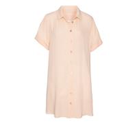 Longbluse LASCANA, Damen, Gr. 36, orange (peach), Crêpe, Obermaterial: 100% Viskose, unifarben, figurumspielend kurz, mit Aufschlag, Blusen Longbluse, mit Knopfleiste, Kurzarmbluse, Blusenkleid, somme