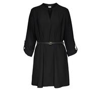 Longbluse LASCANA, Damen, Gr. 36, schwarz, Web, Obermaterial: 100% Polyester, unifarben, figurumspielend kniefrei, tiefer V-Ausschnitt, mit Riegel, Blusen Longbluse, aus glatter Ware, lockeres Blusenk