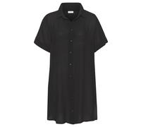 Longbluse LASCANA, Damen, Gr. 38, schwarz, Crêpe, Obermaterial: 100% Viskose, unifarben, figurumspielend kurz, mit Aufschlag, Blusen Longbluse, mit Knopfleiste, Kurzarmbluse, Blusenkleid, sommerlich (