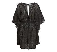 Longbluse LASCANA, Damen, Gr. 46, schwarz, Spitze, Obermaterial: 95% Polyester, 5% Elasthan, transparent, unifarben, figurumspielend Po-bedeckend, tiefer V-Ausschnitt, Fledermausärmel, Blusen Longblus