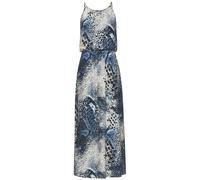 Maxikleid LASCANA "mit Animalprint und Knopfleiste hinten, aus gewebter Viskose", Damen, Gr. 34, N-Gr, blau (blau bedruckt), Web, Obermaterial: 100% Viskose, bedruckt, figurumspielend bodenlang, ameri