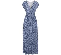 Maxikleid LASCANA, Damen, Gr. 34, N-Gr, blau (blau bedruckt), Single Jersey, Obermaterial: 100% Viskose, bedruckt, modisch, figurumspielend lang, tiefer V-Ausschnitt, ohne Ärmel, Kleider, mit Bindegür