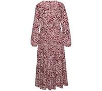 Maxikleid LASCANA, Damen, Gr. 44, N-Gr, rot (bordeaux leo), Web, Obermaterial: 100% Viskose, animal-print, modisch, knöchelfrei, V-Ausschnitt, Langarm mit Gummizug, Kleider, mit buntem Leoprint und Vo