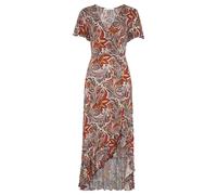 Maxikleid LASCANA, Damen, Gr. 40, N-Gr, bunt (bunt bedruckt), Jersey, Obermaterial: 100% Viskose, Paisley, bedruckt, figurumspielend knöchellang, V-Ausschnitt, Flügelärmel, Kleider Maxikleid, mit Pais