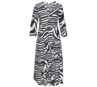 Maxikleid LASCANA, Damen, Gr. 34, N-Gr, blau (creme, graublau bedruckt), Web, Obermaterial: 100% Viskose, bedruckt, figurumspielend lang, Rundhals, mit Riegel gerader Abschluss, Kleider Maxikleid, mit