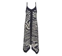 Maxikleid LASCANA, Damen, Gr. 38, N-Gr, creme, graublau bedruckt, Single Jersey, Obermaterial: 100% Viskose, animal-print, bedruckt, modisch, figurumspielend bodenlang, tiefer V-Ausschnitt, Kleider, m