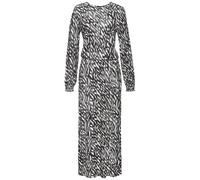 Maxikleid LASCANA, Damen, Gr. 38, N-Gr, creme, graublau bedruckt, Jersey, Obermaterial: 100% Viskose, bedruckt, modisch, figurumspielend knöchellang, Rundhals, Langarm gesmokt, Kleider, mit seitlichem