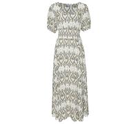 Maxikleid LASCANA, Damen, Gr. 36, N-Gr, blau (creme, khaki, schwarz bedruckt), Web, Obermaterial: 100% Viskose, bedruckt, figurumspielend knöchellang, V-Ausschnitt, Puffärmel, Kleider Maxikleid, mit A