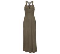 Maxikleid LASCANA, Damen, Gr. 44, N-Gr, blau (dunkelgrün), Jersey, Obermaterial: 100% Viskose, unifarben, figurumspielend knöchelfrei, V-Ausschnitt, Kleider Maxikleid, mit Häkel-Detail am Rücken, Somm