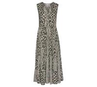 Maxikleid LASCANA "mit Animalprint und kurzer Knopfleiste", Damen, Gr. 52, N-Gr, grün, taupe, bedruckt, Web, Obermaterial: 100% Viskose, bedruckt, figurumspielend lang, Rundhals, Kleider Maxikleid, El