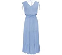 Maxikleid LASCANA, Damen, Gr. 44, N-Gr, blau (himmelblau), Crêpe, Obermaterial: 100% Viskose, unifarben, figurumspielend knöchelfrei, V-Ausschnitt, Kleider Maxikleid, mit tiefem Ausschnitt aus gekrepp