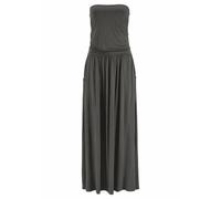 Maxikleid LASCANA, Damen, Gr. 38, N-Gr, grün (khaki), Jersey, Obermaterial: 95% Viskose, 5% Elasthan, unifarben, figurbetont bodenlang, Kleider Maxikleid, mit schmalem Oberteil und Taschen, schulterfr