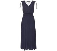 Maxikleid LASCANA, Damen, Gr. 44, N-Gr, blau (marine), Crêpe, Obermaterial: 100% Viskose, unifarben, figurumspielend knöchelfrei, V-Ausschnitt, Kleider Maxikleid, mit tiefem Ausschnitt aus gekreppter