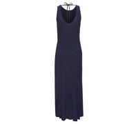 Maxikleid LASCANA "aus Jerseyware mit hohem Beinschlitz", Damen, Gr. 46, N-Gr, blau (marine), Jersey, Obermaterial: 100% Viskose, unifarben, figurumspielend lang, Rundhals, Kleider Maxikleid, Sommerkl