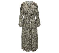 Maxikleid LASCANA, Damen, Gr. 44, N-Gr, blau (navy leo), Web, Obermaterial: 100% Viskose, animal-print, figurumspielend knöchelfrei, V-Ausschnitt, mit Gummizug, Kleider, mit Leoprint und Volants, Vola