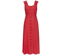Maxikleid LASCANA, Damen, Gr. 40, N-Gr, rot, Web, Obermaterial: 85% Viskose, 15% Leinen. Futter: 100% Polyester, unifarben, modisch, figurumspielend knöchelfrei, Rundhals, ohne Ärmel, Kleider, mit bre