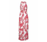 Maxikleid LASCANA "mit verstellbarem Ausschnitt und gesmokter Taille, Jerseykleid", Damen, Gr. 38, N-Gr, weiß (rot, weiß, bedruckt), Jersey, Obermaterial: 100% Viskose, Paisley, figurbetont bodenlang,