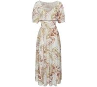 Maxikleid LASCANA, Damen, Gr. 44, N-Gr, orange (sand, orange bedruckt), Web, Obermaterial: 100% Viskose, bedruckt, modisch, figurumspielend knöchellang, tiefer V-Ausschnitt, Kurzarm elastischer Bund m