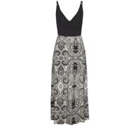Maxikleid LASCANA, Damen, Gr. 34, N-Gr, schwarz (schwarz, creme bedruckt), Jersey, Obermaterial: 95% Viskose, 5% Elasthan, bedruckt, Paisley, modisch, figurumspielend knöchelfrei, tiefer V-Ausschnitt,