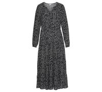 Maxikleid LASCANA "mit Blumenprint und Volants aus gewebter Viskose, locker bequemer Look", Damen, Gr. 36, N-Gr, beige (schwarz, creme, bedruckt), Web, Obermaterial: 100% Viskose, bedruckt, geblümt, f