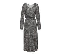 Maxikleid LASCANA, Damen, Gr. 38, N-Gr, schwarz-weiß (schwarz, creme, grau bedruckt), Jersey, Obermaterial: 100% Viskose, Paisley, bedruckt, figurumspielend knöchelfrei, V-Ausschnitt, elastischer Bund