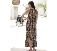 Maxikleid LASCANA Gr. 40, N-Gr, bunt (schwarz, curry, bedruckt) Damen Kleider Strandkleider mit Paisleyprint (39474459-40)