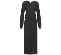 Maxikleid LASCANA, Damen, Gr. 44, N-Gr, schwarz, Jersey, Obermaterial: 100% Viskose, unifarben, modisch, figurumspielend knöchellang, Rundhals, Langarm gesmokt, Kleider, mit seitlichem Schlitz, schlic