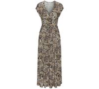 Maxikleid LASCANA, Damen, Gr. 46, N-Gr, braun (schwarz, orange bedruckt), Jersey, Obermaterial: 100% Viskose, bedruckt, figurumspielend knöchelfrei, tiefer V-Ausschnitt, Kleider Maxikleid, mit Paisley