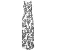 Maxikleid LASCANA, Damen, Gr. 36, N-Gr, schwarz-weiß (schwarz, weiß, bedruckt), Jersey, Obermaterial: 100% Viskose, Paisley, figurbetont bodenlang, V-Ausschnitt, Kleider Maxikleid, mit verstellbarem A