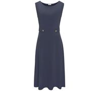 Midikleid LASCANA, Damen, Gr. 34, N-Gr, blau, Jersey, Obermaterial: 95% Polyester, 5% Elasthan, unifarben, modisch, figurumspielend kniebedeckend, Rundhals, ohne Ärmel, Kleider, mit dekorativen Riegel