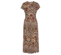 Midikleid LASCANA, Damen, Gr. 42, N-Gr, braun (braun, bedruckt), Jersey, Obermaterial: 100% Viskose, bedruckt, figurumspielend ca. Mitte Wade, V-Ausschnitt, Kleider Midikleid, mit Ethnoprint und Reißv