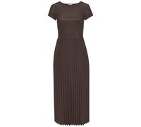 Midikleid LASCANA, Damen, Gr. 44, N-Gr, braun, Obermaterial: 100% Polyester. Obermaterial 2: 100% Polyester, unifarben, modisch, figurumspielend Midi, Rundhals, Kurzarm, Kleider, mit Plisseerockteil,