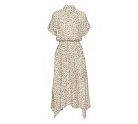 Midikleid LASCANA, Damen, Gr. 34, N-Gr, beige (creme, taupe bedruckt), Web, Obermaterial: 100% Viskose, bedruckt, figurumspielend ca. Mitte Wade, Kleider Midikleid, mit Punktedruck, asymmetrischer Sau