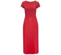 Midikleid LASCANA, Damen, Gr. 46, N-Gr, rot, Obermaterial: 100% Polyester. Obermaterial 2: 100% Polyester, unifarben, modisch, figurumspielend Midi, Rundhals, Kurzarm, Kleider, mit Plisseerockteil, Ba