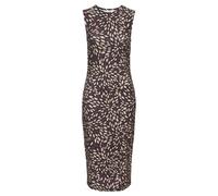 Midikleid LASCANA, Damen, Gr. 38, N-Gr, schwarz (schwarz braun beige), Obermaterial: 95% Polyester, 5% Elasthan, bedruckt, sehr figurbetont ca. Mitte Wade, hoch geschlossener Ausschnitt, Kleider Midik
