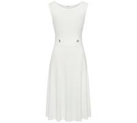 Midikleid LASCANA, Damen, Gr. 46, N-Gr, weiß, Jersey, Obermaterial: 95% Polyester, 5% Elasthan, unifarben, modisch, figurumspielend kniebedeckend, Rundhals, ohne Ärmel, Kleider, mit dekorativen Riegel