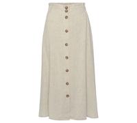 Midirock LASCANA Gr. 38, beige (sand) Damen Röcke Lange mit Knopfleiste, Leinenrock, Sommerrock (83456406-38)