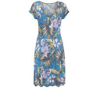 Minikleid LASCANA, Damen, Gr. 44, N-Gr, blau, flieder, grün bedruckt, Jersey, Obermaterial: 100% Viskose, bedruckt, modisch, figurumspielend kniefrei, V-Ausschnitt, Kurzarm, Kleider, mit V-Ausschnitt 