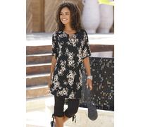 LASCANA mit dezentem Blumendruck, Shirtkleid mit weiten Ärmel (91356234-32) schwarz, bedruckt