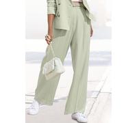 LASCANA "mit weitem Bein aus weicher und leichter Webware" Sommerhose im Business-Look, elegante Anzughose mit Taschen (24799314-46) schilfgrün
