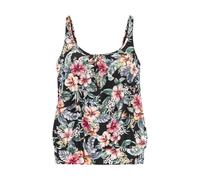 Tankini-Top LASCANA "Salsa", Damen, Gr. 38, N-Gr, schwarz (schwarz bedruckt), Recycling-Polyamid, bedruckt, geblümt, Bikini-Oberteile, mit tollem Blumenprint (68495513-38) schwarz bedruckt