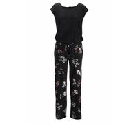 Overall LASCANA, Damen, Gr. 40, N-Gr, bunt (bedruckt), Jersey, Obermaterial: 100% Viskose, bedruckt, casual, figurumspielend lang, Rundhals, Kurzarm, Overalls, mit weitem Bein und Taschen, lockerer Ju