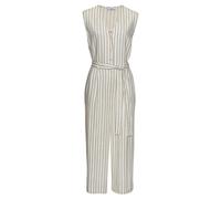 Overall LASCANA, Damen, Gr. 34, N-Gr, creme, schwarz gestreift, Web, Obermaterial: 85% Viskose, 15% Leinen, gestreift, modisch, figurumspielend lang, V-Ausschnitt, ohne Ärmel, Overalls, und Taschen, s