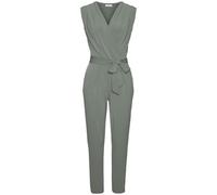 Overall LASCANA, Damen, Gr. 46, N-Gr, grün (jade), Jersey, Obermaterial: 95% Polyester, 5% Elasthan, unifarben, figurumspielend knöchellang, V-Ausschnitt, Overalls Overall, aus knitterfreier Ware, ele