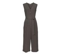 Overall LASCANA, Damen, Gr. 40, N-Gr, grün (khaki), Web, Obermaterial: 85% Viskose, 15% Leinen, unifarben, figurumspielend lang, V-Ausschnitt, Overalls Overall, und Taschen, sommerlicher Jumpsuit, cas
