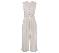 Overall LASCANA, Damen, Gr. 38, N-Gr, beige (sand), Web, Obermaterial: 85% Viskose, 15% Leinen, unifarben, figurumspielend lang, V-Ausschnitt, Overalls Overall, und Taschen, sommerlicher Jumpsuit, cas