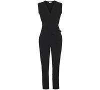Overall LASCANA, Damen, Gr. 34, N-Gr, schwarz, Jersey, Obermaterial: 95% Polyester, 5% Elasthan, unifarben, figurumspielend knöchellang, V-Ausschnitt, Overalls Overall, aus knitterfreier Ware, elegant